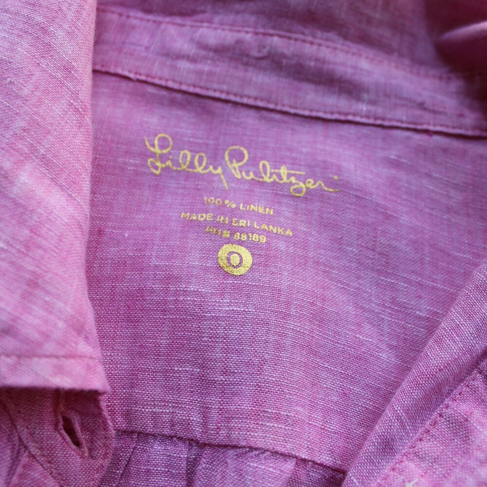 Lilly Pulitzer Sea View Marleigh Linen Button Down Shirt dress Top tunic blouse - Picture 9 of 9